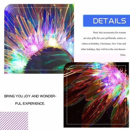 JEAIRTS Light Up LED Crown Headband - Glow Rave Flashing Headpiece for Women - Multicolored Silk Hair Accessory Avelisse