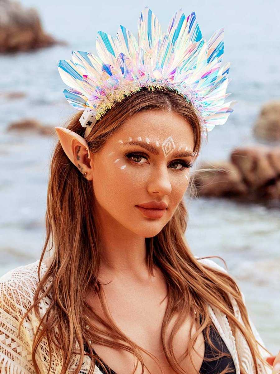 JEAIRTS Light Up LED Crown Headband - Glow Rave Flashing Headpiece for Women - Multicolored Silk Hair Accessory Avelisse