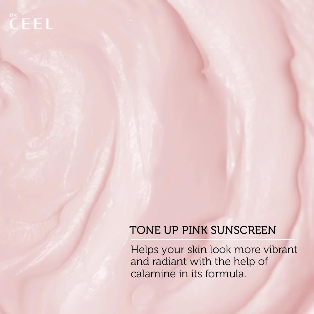 The Ceel Pink Tone Up Sunscreen SPF 50+ with Hyaluronic Acid - Brightening, Glowing & Moisturizing Facial Primer for All Skin Types, 50ml - görsel 13