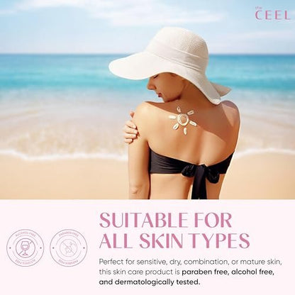 The Ceel Pink Tone Up Sunscreen SPF 50+ with Hyaluronic Acid - Brightening, Glowing & Moisturizing Facial Primer for All Skin Types, 50ml