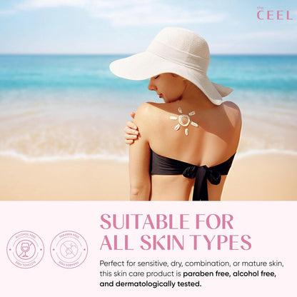The Ceel Pink Tone Up Sunscreen SPF 50+ with Hyaluronic Acid - Brightening, Glowing & Moisturizing Facial Primer for All Skin Types, 50ml