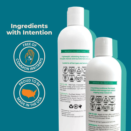 Cleure Shampoo and Conditioner Set - Sulfate Free, Fragrance Free Volumizing Shampoo & Hydrating Conditioner for Sensitive Skin, 12 Oz Each (Pack of 2) Avelisse