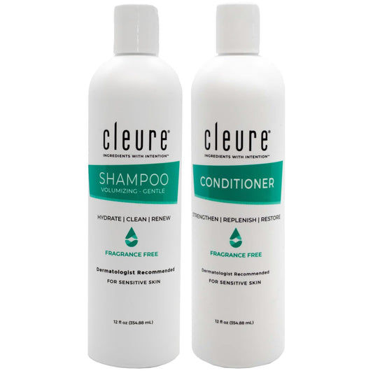 Cleure Shampoo and Conditioner Set - Sulfate Free, Fragrance Free Volumizing Shampoo & Hydrating Conditioner for Sensitive Skin, 12 Oz Each (Pack of 2) Avelisse