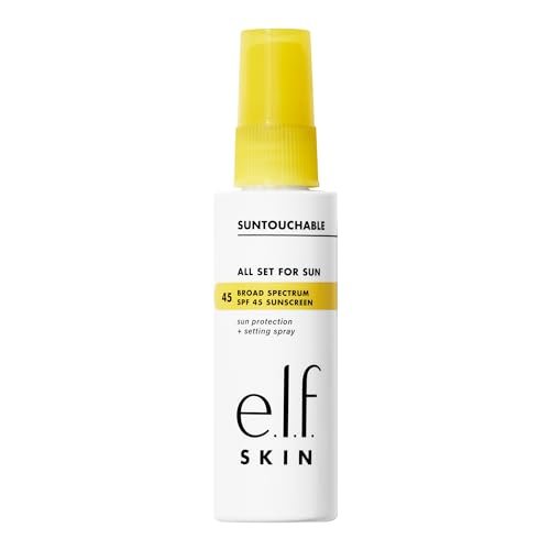 e.l.f. SKIN All Set For Sun SPF 45 Setting Spray - Clear Makeup Setting Mist with Sunscreen, Weightless SPF Face Protection & Makeup-Locking Spray, Vegan & Cruelty-Free Avelisse
