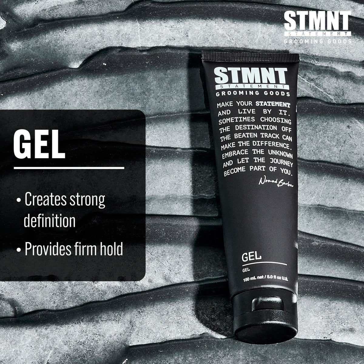 STMNT Grooming Goods Gel – Strong Definition, Long-Lasting Hold, Satin-Like Semi-Matte Finish, Easy Wash Out (5.07 Fl Oz) Avelisse