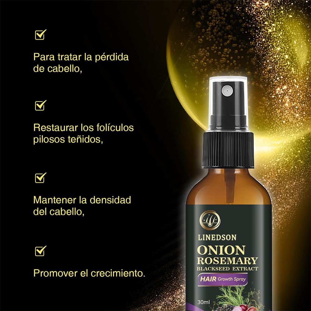 Rosemary, Onion and Black Seed 3-in-1 Hair Growth Spray - Controls Loss and Promotes Growth for Men and Women - görsel 6