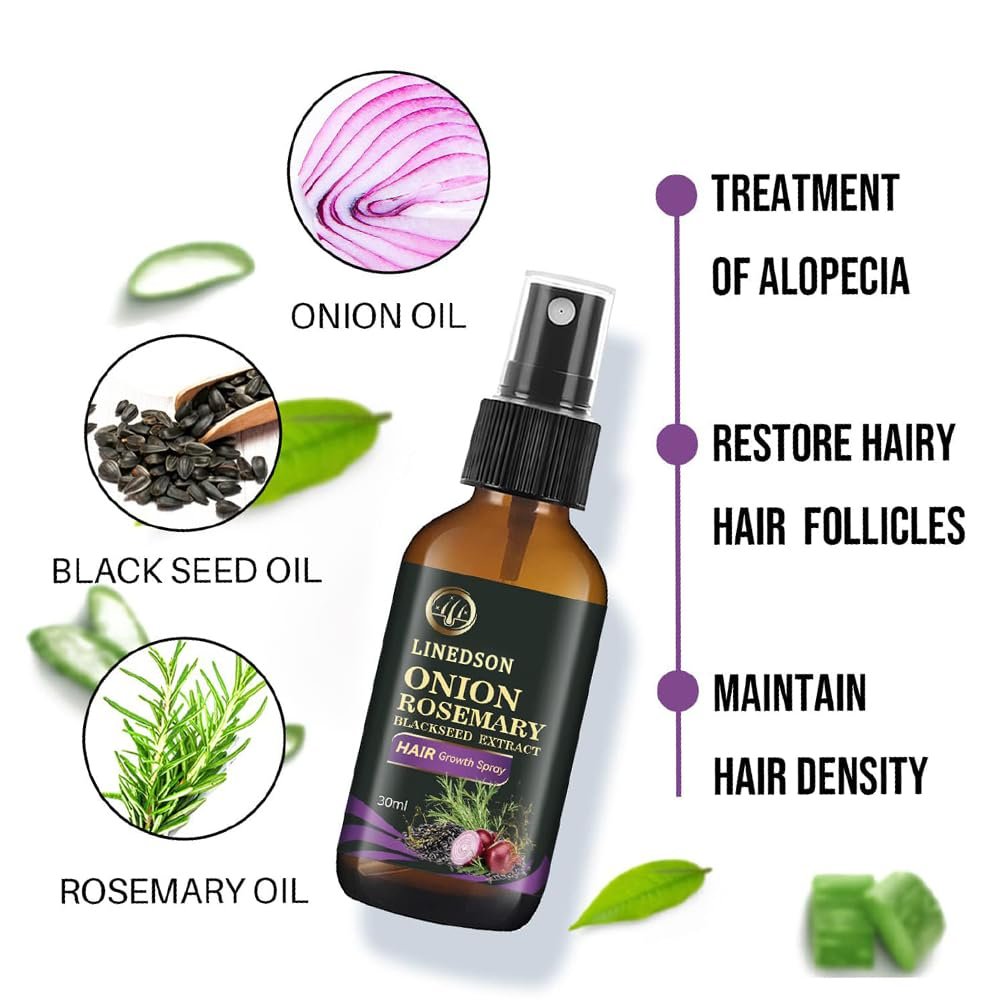 Rosemary, Onion and Black Seed 3-in-1 Hair Growth Spray - Controls Loss and Promotes Growth for Men and Women - görsel 4
