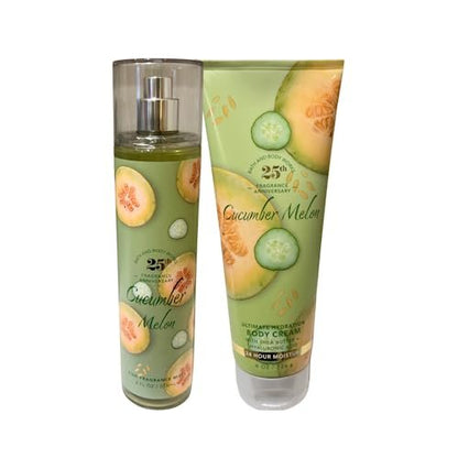 Bath & Body Works Cucumber Melon Fine Fragrance Mist 8 oz and Body Cream 8 oz Duo Avelisse