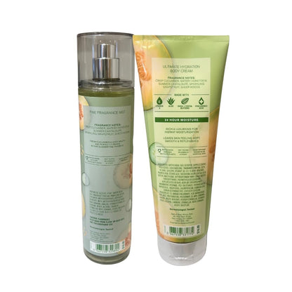 Bath & Body Works Cucumber Melon Fine Fragrance Mist 8 oz and Body Cream 8 oz Duo Avelisse