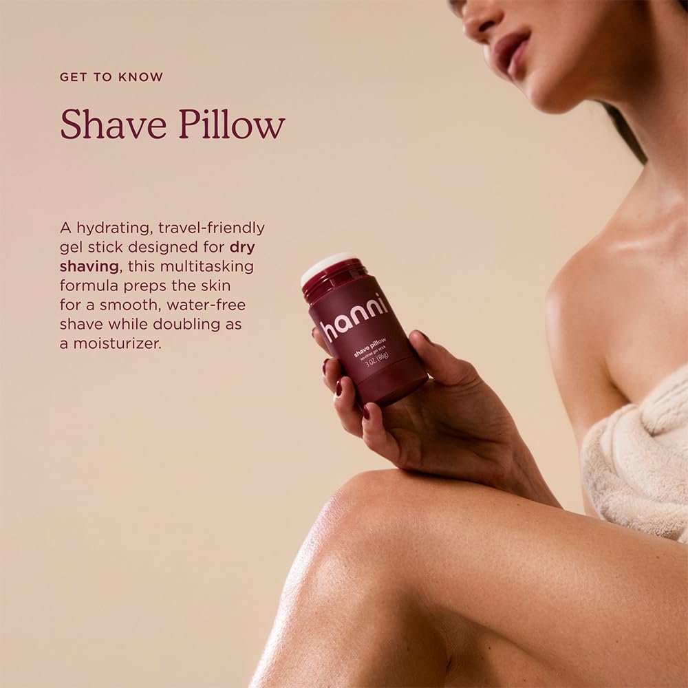 HANNI Shave Pillow – Shaving Gel for Women and Men, Hair Removal for Pubic, Body Hair or Legs, In-Shower/Waterless Razor, Travel Friendly Moisturizer, 3 oz Avelisse