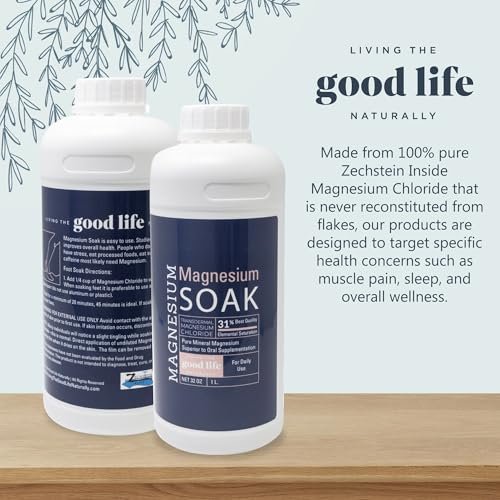 Magnesium Soak - 100% Pure Zechstein Transdermal Magnesium Oil Bath Soak for Relaxation, Skin Health, and Wellness - 32oz Avelisse