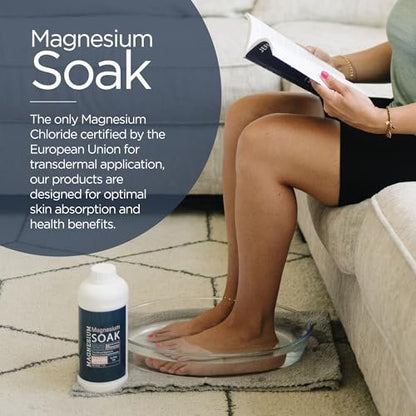 Magnesium Soak - 100% Pure Zechstein Transdermal Magnesium Oil Bath Soak for Relaxation, Skin Health, and Wellness - 32oz Avelisse