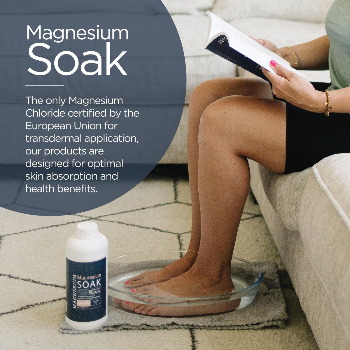 Magnesium Soak - 100% Pure Zechstein Transdermal Magnesium Oil Bath Soak for Relaxation, Skin Health, and Wellness - 32oz Avelisse