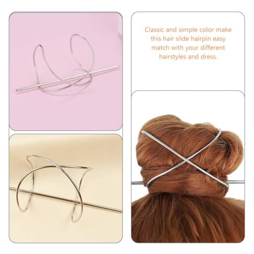 FRCOLOR 2-Pack Metal Hair Pins for Women - Anti-Slip Bun Holder Clips with Stick, Vintage Style Slide Accessories for Secure Updos and Everyday Hairstyles (Gold, Silver) - görsel 10