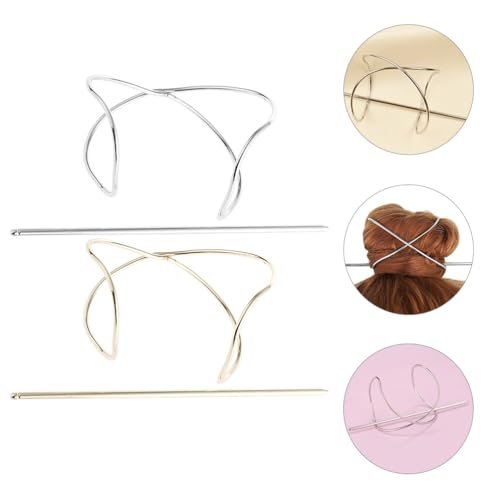 FRCOLOR 2-Pack Metal Hair Pins for Women - Anti-Slip Bun Holder Clips with Stick, Vintage Style Slide Accessories for Secure Updos and Everyday Hairstyles (Gold, Silver) - görsel 18