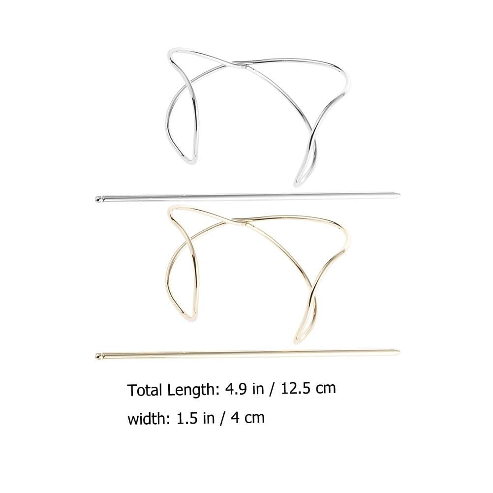 FRCOLOR 2-Pack Metal Hair Pins for Women - Anti-Slip Bun Holder Clips with Stick, Vintage Style Slide Accessories for Secure Updos and Everyday Hairstyles (Gold, Silver) - görsel 13