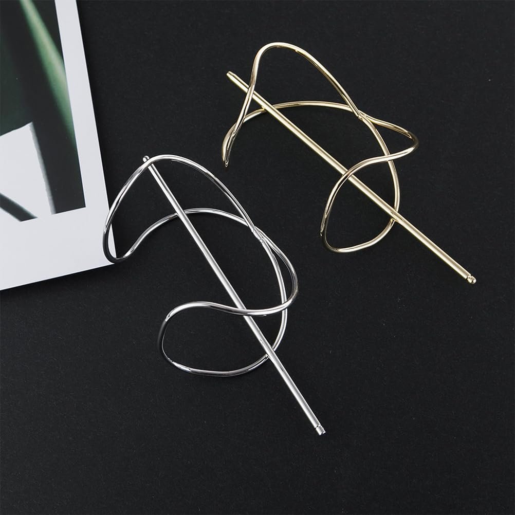 FRCOLOR 2-Pack Metal Hair Pins for Women - Anti-Slip Bun Holder Clips with Stick, Vintage Style Slide Accessories for Secure Updos and Everyday Hairstyles (Gold, Silver) - görsel 5