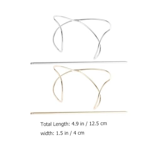 FRCOLOR 2-Pack Metal Hair Pins for Women - Anti-Slip Bun Holder Clips with Stick, Vintage Style Slide Accessories for Secure Updos and Everyday Hairstyles (Gold, Silver) - görsel 14