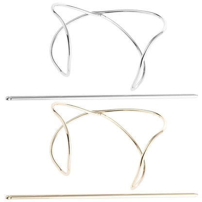 FRCOLOR 2-Pack Metal Hair Pins for Women - Anti-Slip Bun Holder Clips with Stick, Vintage Style Slide Accessories for Secure Updos and Everyday Hairstyles (Gold, Silver)