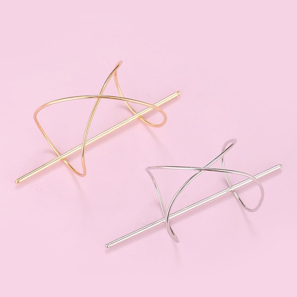 FRCOLOR 2-Pack Metal Hair Pins for Women - Anti-Slip Bun Holder Clips with Stick, Vintage Style Slide Accessories for Secure Updos and Everyday Hairstyles (Gold, Silver) - görsel 3