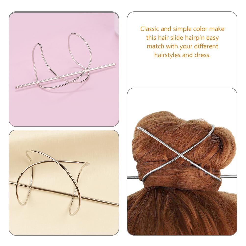 FRCOLOR 2-Pack Metal Hair Pins for Women - Anti-Slip Bun Holder Clips with Stick, Vintage Style Slide Accessories for Secure Updos and Everyday Hairstyles (Gold, Silver) - görsel 9