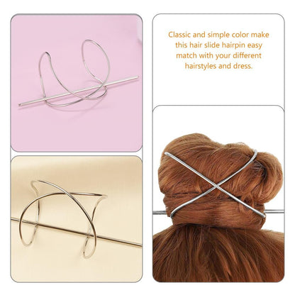 FRCOLOR 2-Pack Metal Hair Pins for Women - Anti-Slip Bun Holder Clips with Stick, Vintage Style Slide Accessories for Secure Updos and Everyday Hairstyles (Gold, Silver)