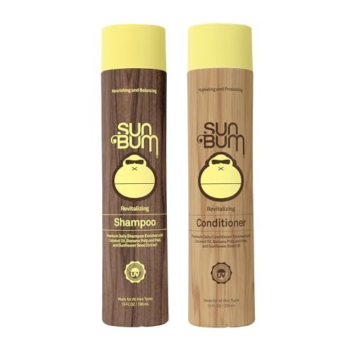 Sun Bum Revitalizing Shampoo and Conditioner Set - Vegan, Cruelty Free, Hydrating & Moisturizing Hair Care - 10 oz Each (Pack of 2) Avelisse