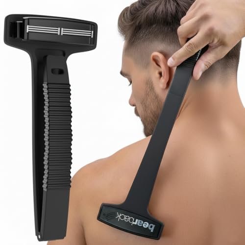 Bearback Back Shaver for Men – Effortless 17” Folding Handle, Pivoting Triple Blade Technology – Part of the Bearback Interchangeable Grooming System Avelisse