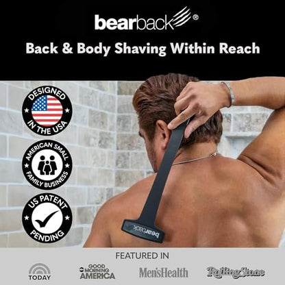 Bearback Back Shaver for Men – Effortless 17” Folding Handle, Pivoting Triple Blade Technology – Part of the Bearback Interchangeable Grooming System Avelisse