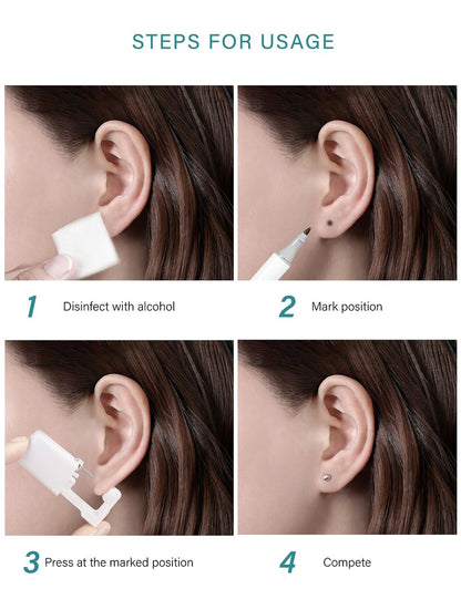 Yiorxu 8 Pack Ear Piercing Kit Disposable - Painless Piercing Gun with Surgical Stainless Steel 4mm CZ Studs, At-Home Self-Piercing Kit for Women, Men, Girls, Boys Avelisse