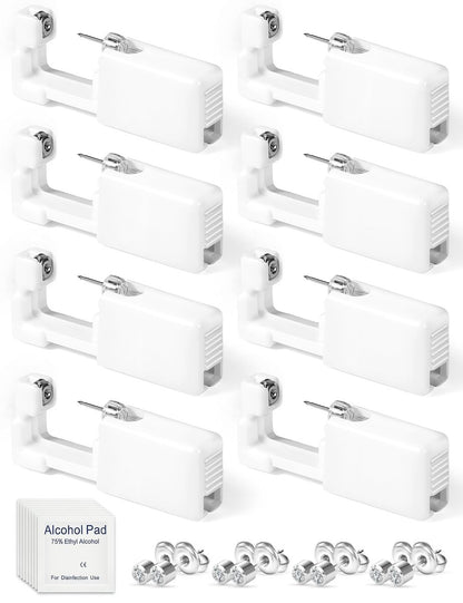 Yiorxu 8 Pack Ear Piercing Kit Disposable - Painless Piercing Gun with Surgical Stainless Steel 4mm CZ Studs, At-Home Self-Piercing Kit for Women, Men, Girls, Boys Avelisse