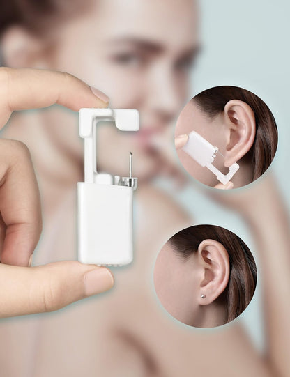 Yiorxu 8 Pack Ear Piercing Kit Disposable - Painless Piercing Gun with Surgical Stainless Steel 4mm CZ Studs, At-Home Self-Piercing Kit for Women, Men, Girls, Boys Avelisse