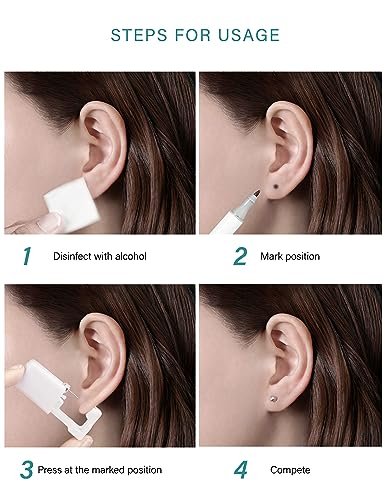 Yiorxu 8 Pack Ear Piercing Kit Disposable - Painless Piercing Gun with Surgical Stainless Steel 4mm CZ Studs, At-Home Self-Piercing Kit for Women, Men, Girls, Boys Avelisse