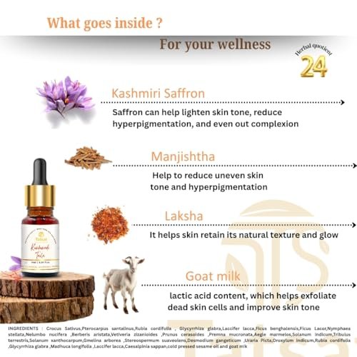TATSAT Kumkumadi Oil for Glowing, Spotless & Wrinkle-Free Skin - Authentic Ayurvedic Face Oil with Organic Saffron, Anti-Aging & Moisturizing Taila, 10ml - görsel 6