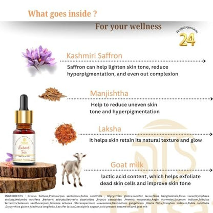 TATSAT Kumkumadi Oil for Glowing, Spotless & Wrinkle-Free Skin - Authentic Ayurvedic Face Oil with Organic Saffron, Anti-Aging & Moisturizing Taila, 10ml