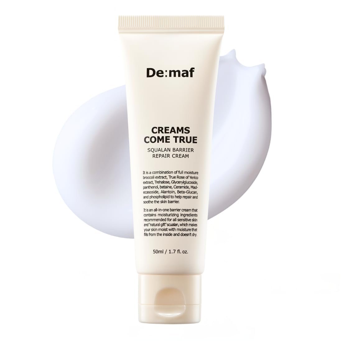 Creams Come True Squalane Barrier Repair Cream | Korean Face Moisturizer with Squalane Oil, Ceramides & Panthenol | K Beauty Skincare for Glass Skin (1.7 fl oz) Avelisse