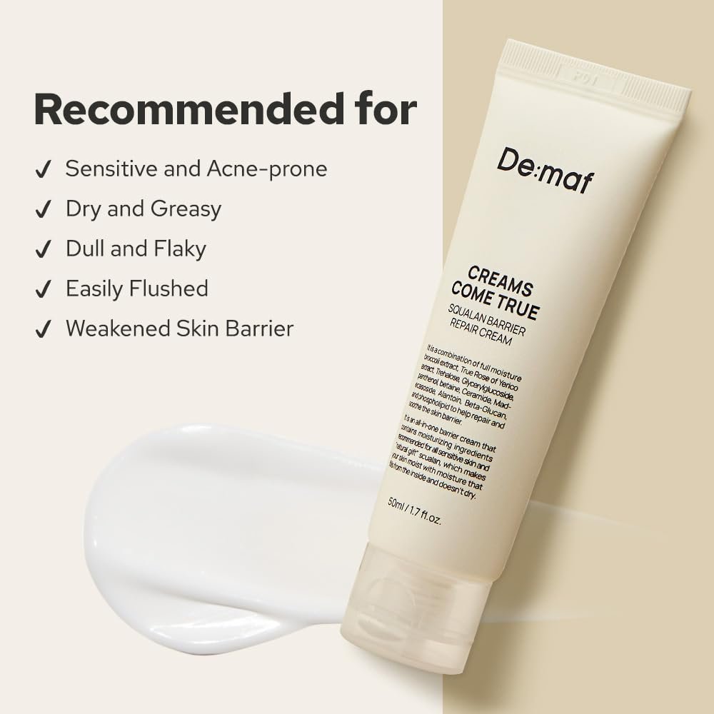 Creams Come True Squalane Barrier Repair Cream | Korean Face Moisturizer with Squalane Oil, Ceramides & Panthenol | K Beauty Skincare for Glass Skin (1.7 fl oz) Avelisse