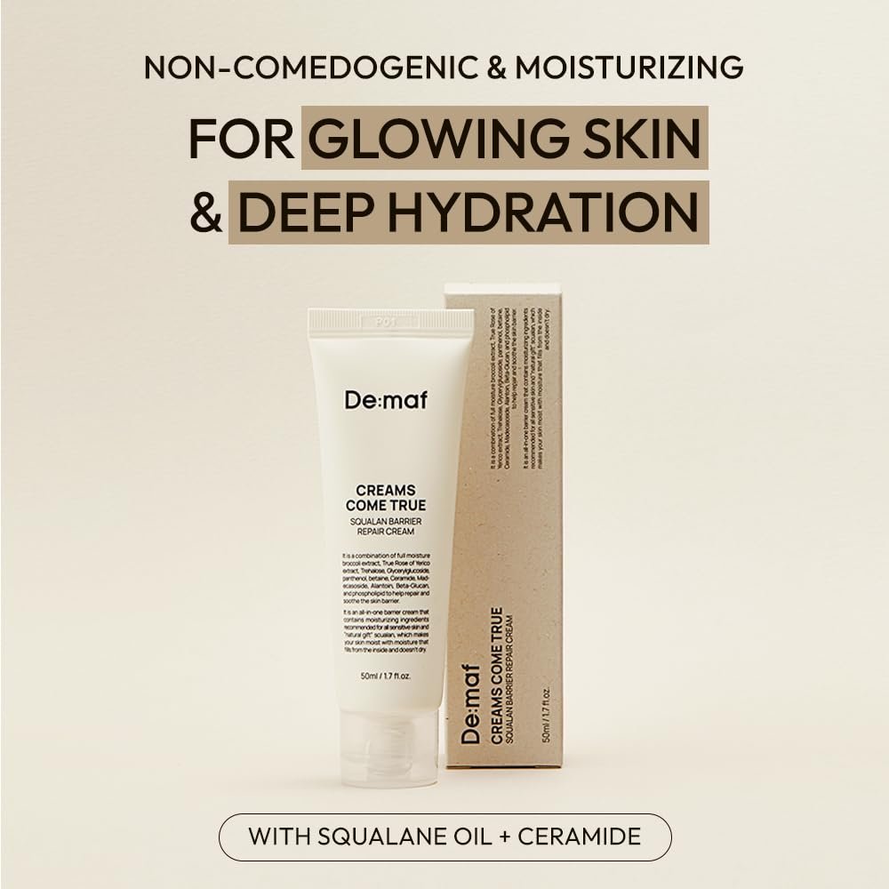 Creams Come True Squalane Barrier Repair Cream | Korean Face Moisturizer with Squalane Oil, Ceramides & Panthenol | K Beauty Skincare for Glass Skin (1.7 fl oz) Avelisse