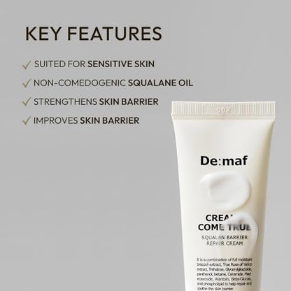 Creams Come True Squalane Barrier Repair Cream | Korean Face Moisturizer with Squalane Oil, Ceramides & Panthenol | K Beauty Skincare for Glass Skin (1.7 fl oz) Avelisse