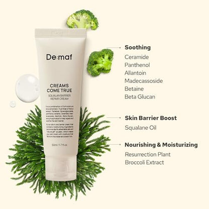 Creams Come True Squalane Barrier Repair Cream | Korean Face Moisturizer with Squalane Oil, Ceramides & Panthenol | K Beauty Skincare for Glass Skin (1.7 fl oz) Avelisse