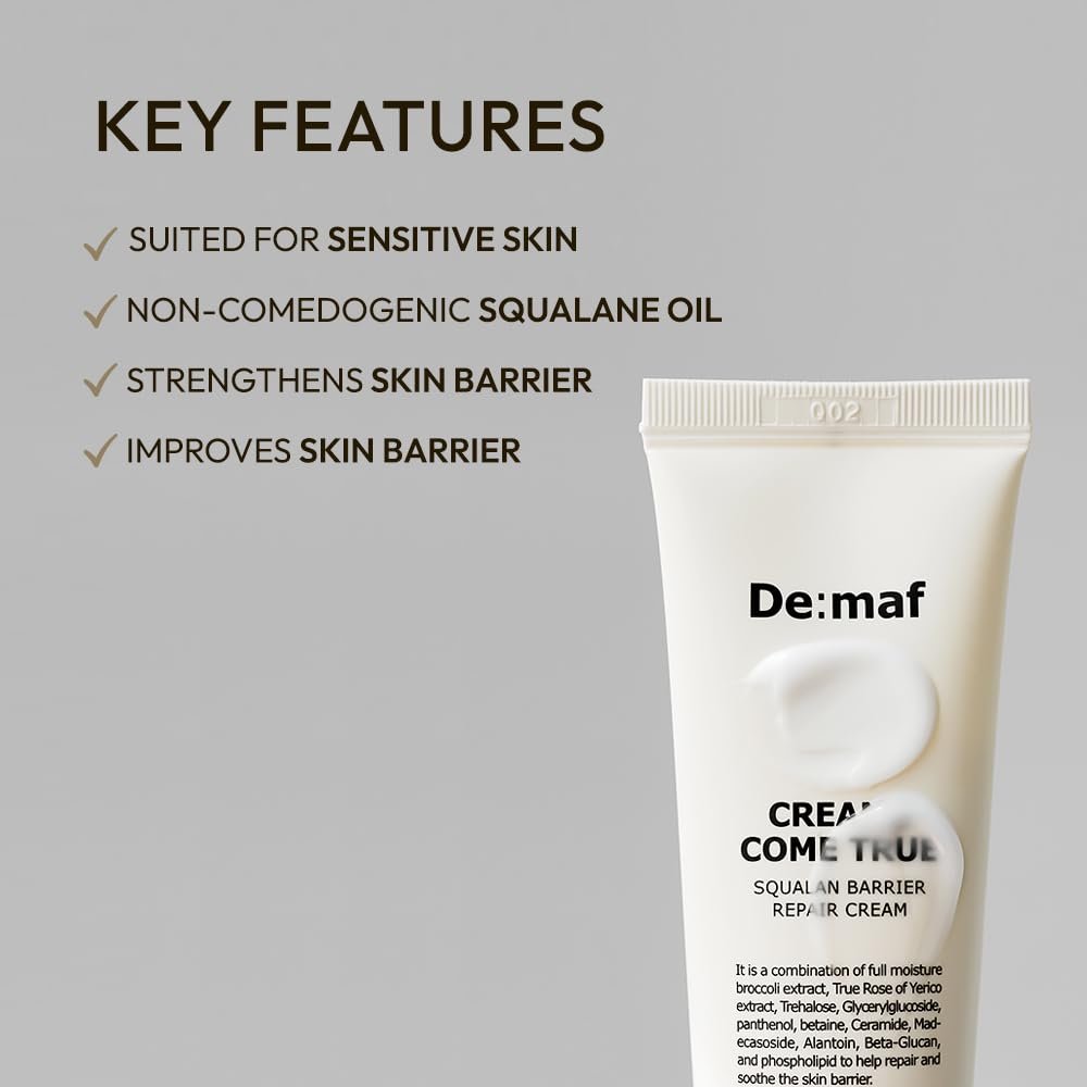 Creams Come True Squalane Barrier Repair Cream | Korean Face Moisturizer with Squalane Oil, Ceramides & Panthenol | K Beauty Skincare for Glass Skin (1.7 fl oz) Avelisse
