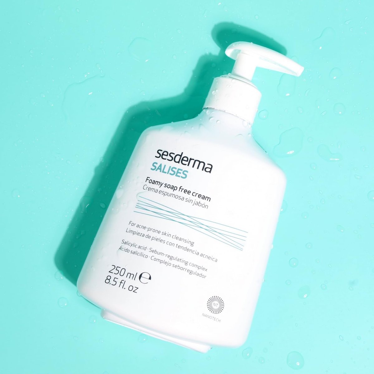 Sesderma SALISES Foamy Soap-Free Cream, Gentle Face Wash for Oily & Acne-Prone Skin, Salicylic Acid Pore Cleanser, 8.5 fl oz Avelisse