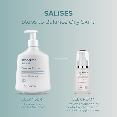 Sesderma SALISES Foamy Soap-Free Cream, Gentle Face Wash for Oily & Acne-Prone Skin, Salicylic Acid Pore Cleanser, 8.5 fl oz Avelisse