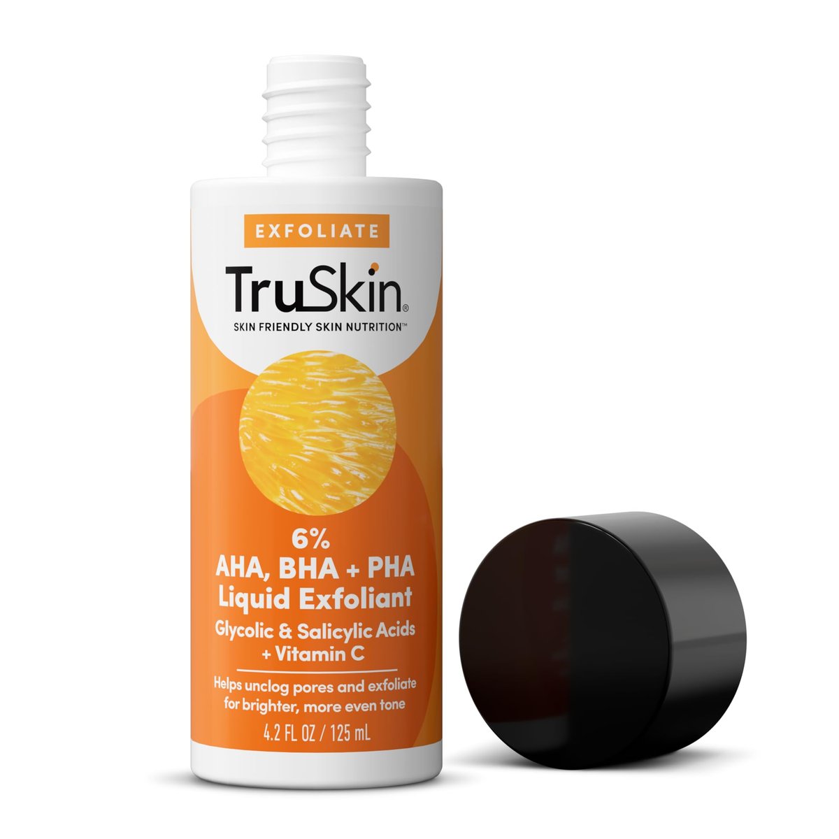 TruSkin BHA Liquid Exfoliant & Toner for Face - Triple Acid AHA BHA PHA Exfoliator with Salicylic, Glycolic Acid & Vitamin C - Improves Look of Tone & Texture, Unclogs Pores, 4.2 fl oz Avelisse