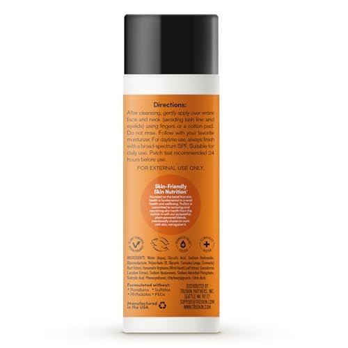 TruSkin BHA Liquid Exfoliant & Toner for Face - Triple Acid AHA BHA PHA Exfoliator with Salicylic, Glycolic Acid & Vitamin C - Improves Look of Tone & Texture, Unclogs Pores, 4.2 fl oz Avelisse
