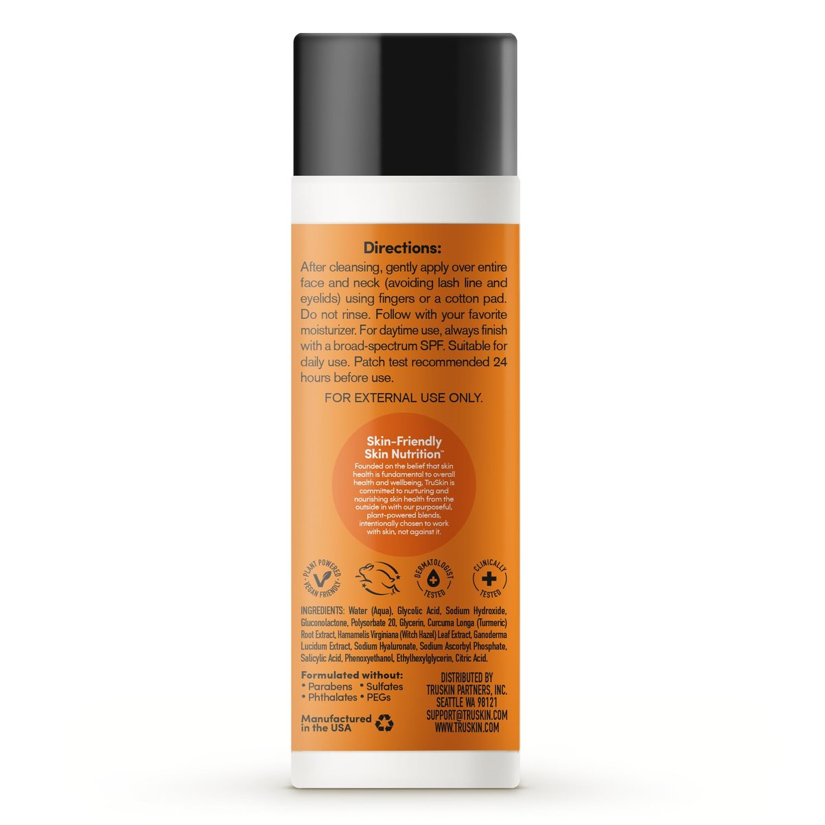 TruSkin BHA Liquid Exfoliant & Toner for Face - Triple Acid AHA BHA PHA Exfoliator with Salicylic, Glycolic Acid & Vitamin C - Improves Look of Tone & Texture, Unclogs Pores, 4.2 fl oz Avelisse