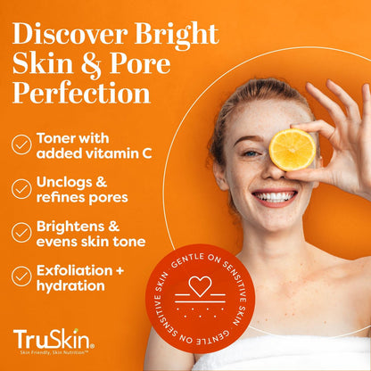 TruSkin BHA Liquid Exfoliant & Toner for Face - Triple Acid AHA BHA PHA Exfoliator with Salicylic, Glycolic Acid & Vitamin C - Improves Look of Tone & Texture, Unclogs Pores, 4.2 fl oz Avelisse