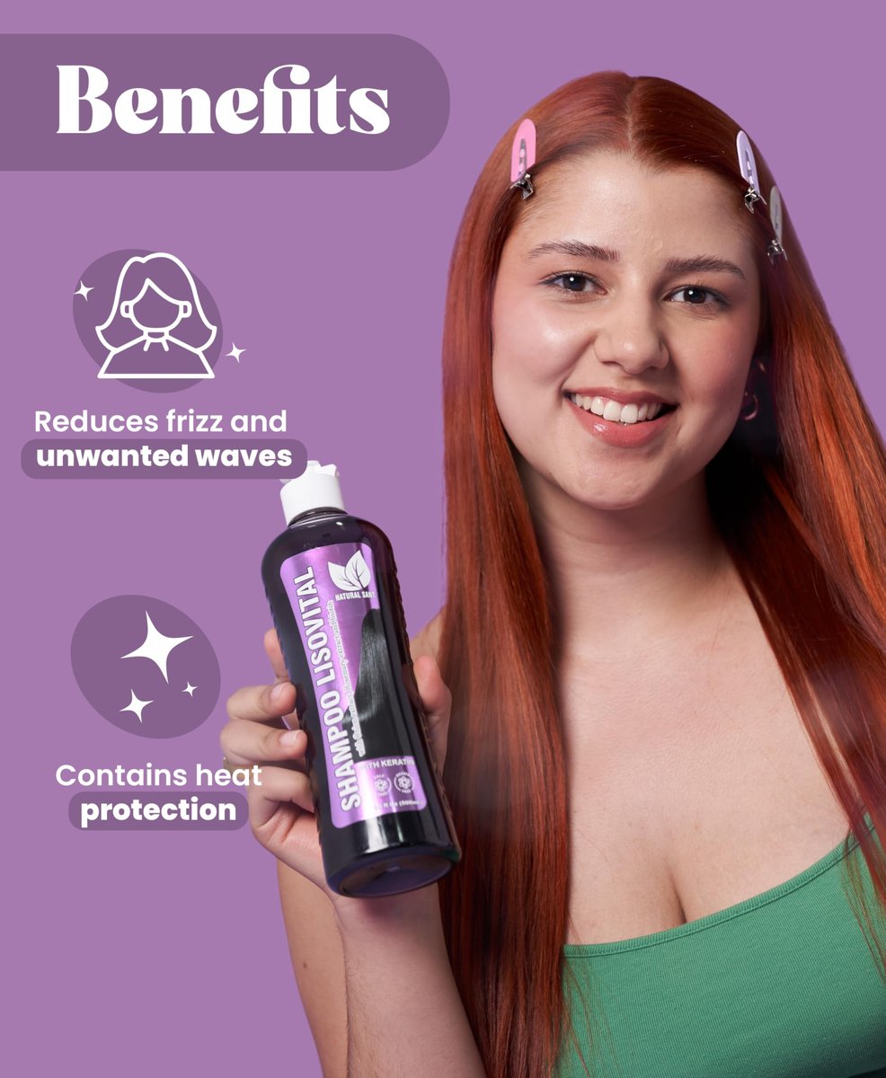 Natural Sant Liso Vital Duo Kit - Shampoo & Leave-In Conditioner with Red Onion Extract, Biotin & Rosemary for Anti-Frizz and Heat Protection Avelisse