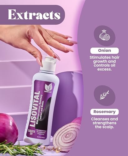 Natural Sant Liso Vital Duo Kit - Shampoo & Leave-In Conditioner with Red Onion Extract, Biotin & Rosemary for Anti-Frizz and Heat Protection Avelisse