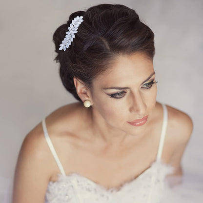 WHAVEL 2PCS Rhinestone Hair Clips - Crystal Leaf Vintage Bridal Barrettes for Weddings, Brides, and Bridesmaids (Gold, Silver)